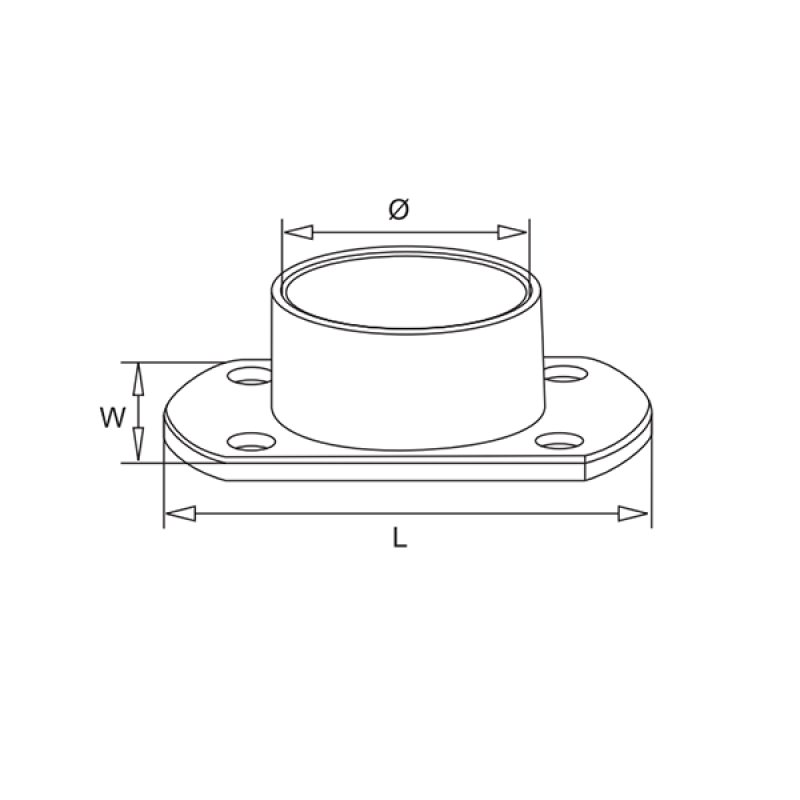 Oblong Base Plate/Flange With 4 Holes